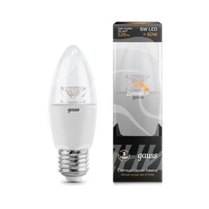  Candle-dim Crystal Clear E27 6W 2700